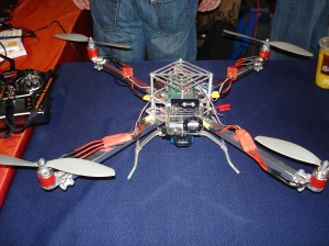 Homemade Quadcopter. There were several at the Faire, and they were flown around the site.
